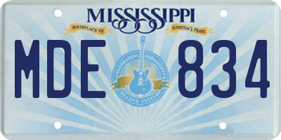 MS license plate MDE834
