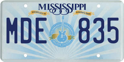 MS license plate MDE835