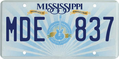 MS license plate MDE837