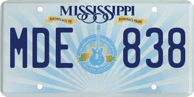 MS license plate MDE838