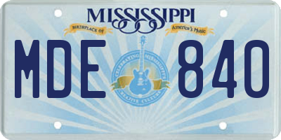 MS license plate MDE840
