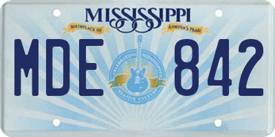 MS license plate MDE842