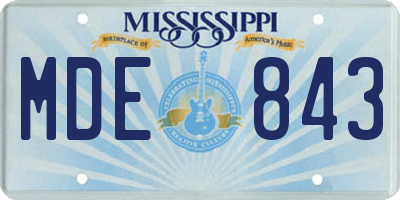 MS license plate MDE843