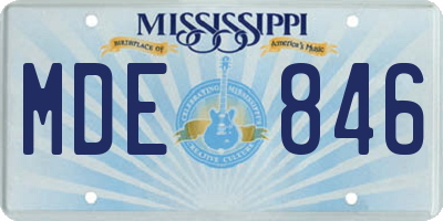 MS license plate MDE846