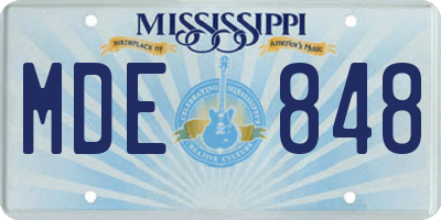MS license plate MDE848
