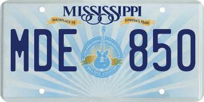 MS license plate MDE850
