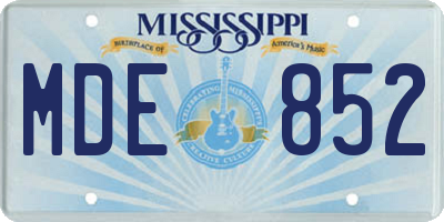 MS license plate MDE852