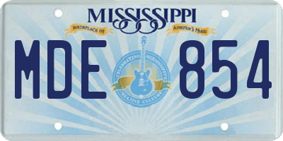 MS license plate MDE854