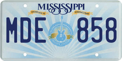 MS license plate MDE858