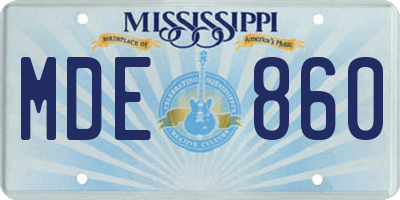 MS license plate MDE860