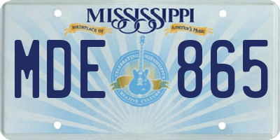 MS license plate MDE865