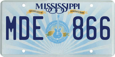 MS license plate MDE866