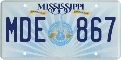MS license plate MDE867