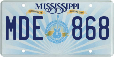 MS license plate MDE868