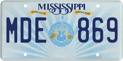 MS license plate MDE869