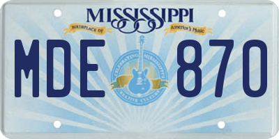 MS license plate MDE870