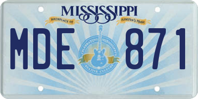 MS license plate MDE871