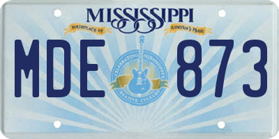 MS license plate MDE873
