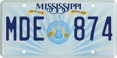 MS license plate MDE874
