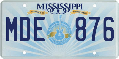 MS license plate MDE876