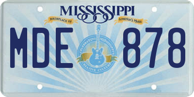 MS license plate MDE878