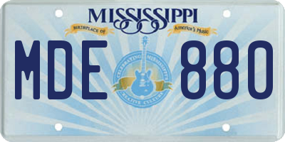 MS license plate MDE880