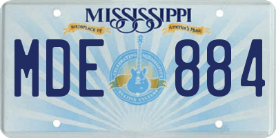 MS license plate MDE884