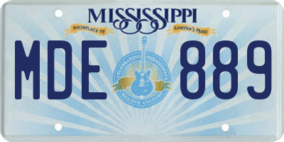 MS license plate MDE889