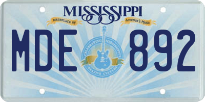 MS license plate MDE892