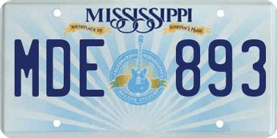 MS license plate MDE893