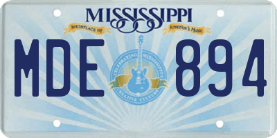 MS license plate MDE894