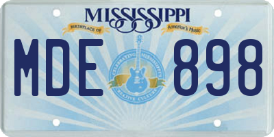 MS license plate MDE898