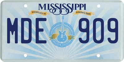 MS license plate MDE909