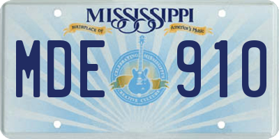 MS license plate MDE910