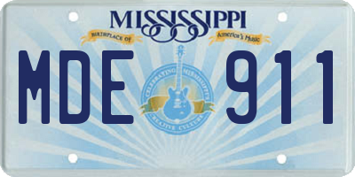MS license plate MDE911