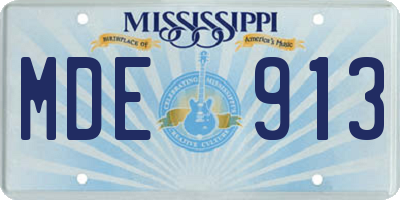 MS license plate MDE913