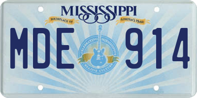 MS license plate MDE914