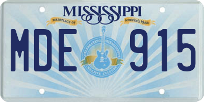 MS license plate MDE915