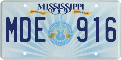 MS license plate MDE916
