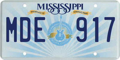 MS license plate MDE917