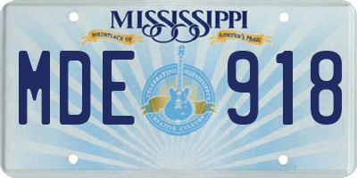 MS license plate MDE918