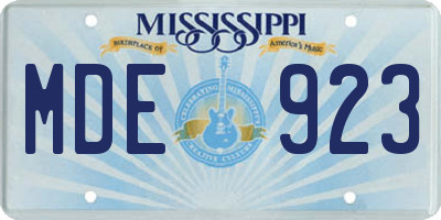 MS license plate MDE923