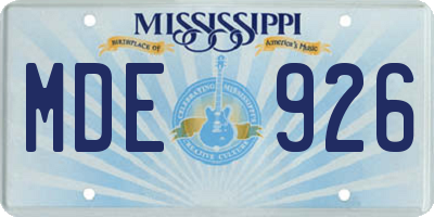 MS license plate MDE926
