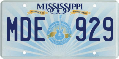 MS license plate MDE929
