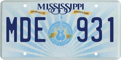MS license plate MDE931