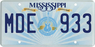 MS license plate MDE933