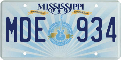 MS license plate MDE934