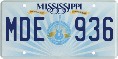 MS license plate MDE936