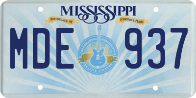 MS license plate MDE937