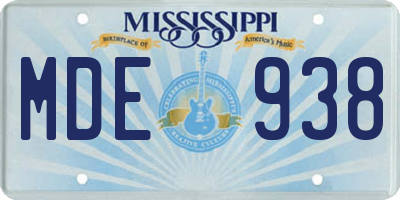 MS license plate MDE938